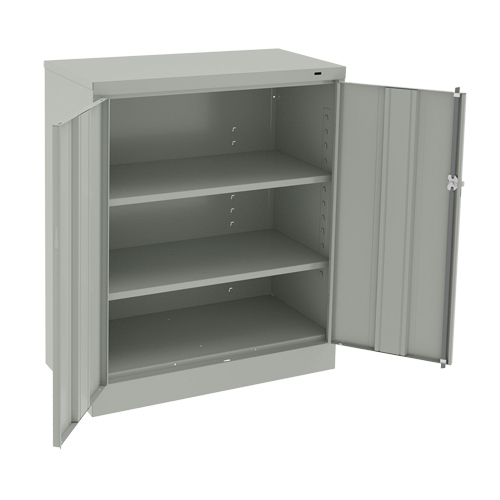Armoire &agrave; hauteur de comptoir, Acier, 2 Tablettes, 42" h x 36" la x 18" P, Gris p&acirc;le NTL Industrial