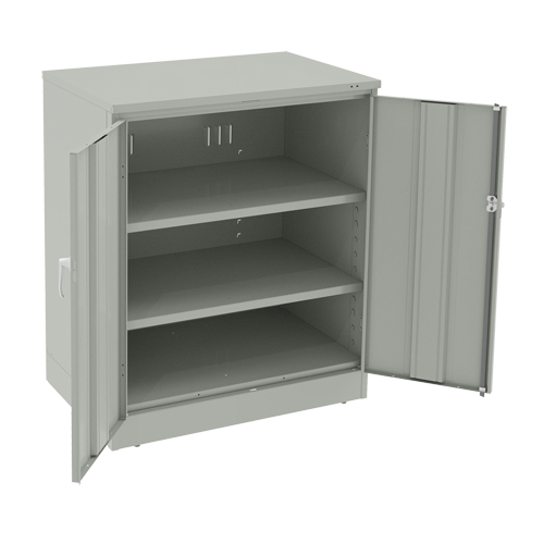 Armoire &agrave; hauteur de comptoir de luxe, Acier, 2 Tablettes, 42" h x 36" la x 24" P, Gris p&acirc;le NTL Industrial