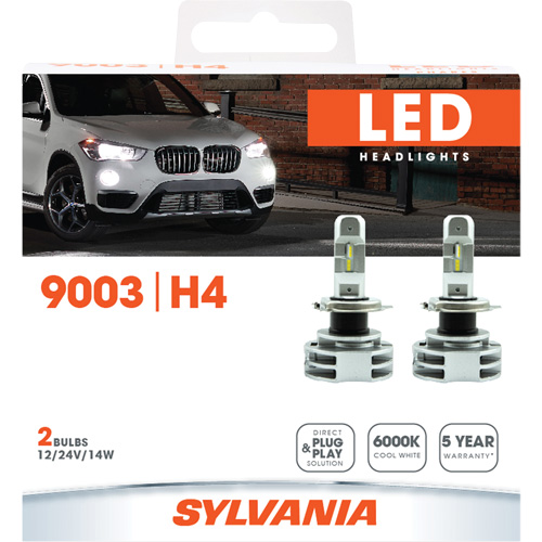9003 Headlight Bulb, LED, 12 W/14 W/24 W, White NTL Industrial