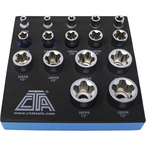 Jeu de douilles TORX EPR &agrave; 5 pans, 16 Morceaux, Prise de 1/2"/1/4"/3/8" NTL Industrial