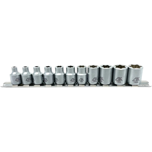 Flat-Cut E-"Star" Socket Set, 11 Pieces, 3/8" Drive Size NTL Industrial