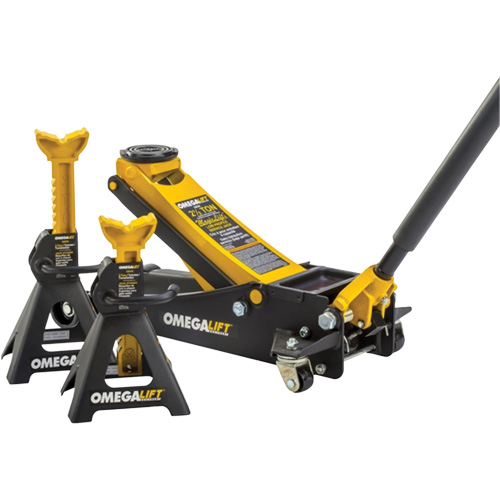 Ensemble cric datelier Magic Lift et chandelles, 3 tonne(s)/2,5 tonne(s) Capacit&eacute;, 3-7/20" Abaiss&eacute;e, 19-3/10" &eacute;lev&eacute;e, Hydraulique &agrave; main NTL Industrial