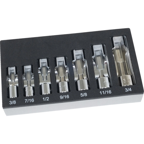 Jeu de douilles pour &eacute;crous &eacute;vas&eacute;s SAE avec plateau en mousse, 7 Morceaux, Prise de 3/8" NTL Industrial