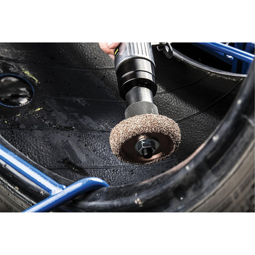Roue de tamponnage et d'abrasion en carbure de tungst&egrave;ne avec adaptateur hexagonal pour tampon de pneu &agrave; basse vitesse, Diam&egrave;tre 2-3/5", 4,5" lo, 4" la, Hauteur 1,1" NTL Industrial