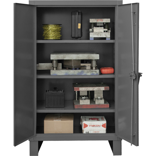 Armoire tr&egrave;s robuste, Acier, 3 Tablettes, 66" h x 60" la x 24" P, Gris NTL Industrial