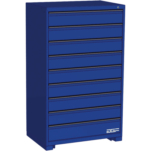 Armoire &agrave; tiroirs modulaire, 9 tiroirs, 36" la x 24" p x 60" h, Bleu NTL Industrial