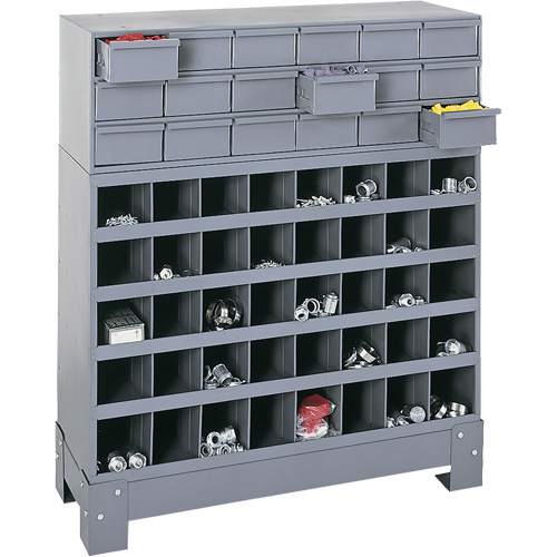 Modular Small Parts Storage Unit, Steel, 18 Drawers, 33-3/4" x 12-1/4" x 40-1/2", Grey NTL Industrial