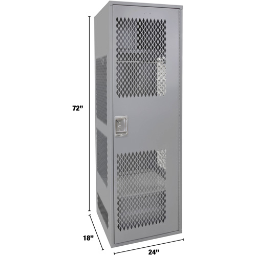 Gear Locker with Door, Steel, 24" W x 18" D x 72" H, Grey NTL Industrial