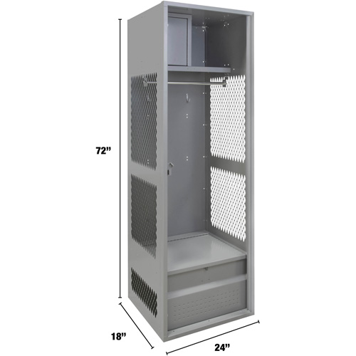 Gear Locker, Steel, 24" W x 18" D x 72" H, Grey NTL Industrial