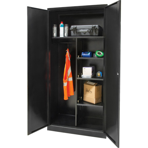 Armoire de rangement combin&eacute;e, 36" la x 18" p x 72" h, Noir NTL Industrial