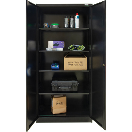 Armoire de rangement Hi-Boy, Acier, 4 Tablettes, 72" h x 36" la x 18" P, Noir NTL Industrial