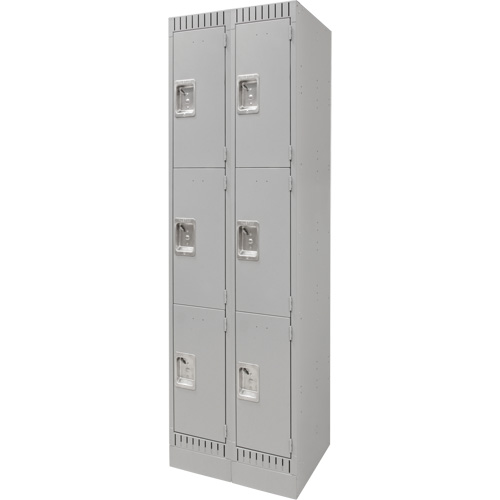 Casiers, 3 niveaux, Bloc de 2, 24" x 18" x 76", Acier, Gris, D&eacute;mont&eacute; NTL Industrial