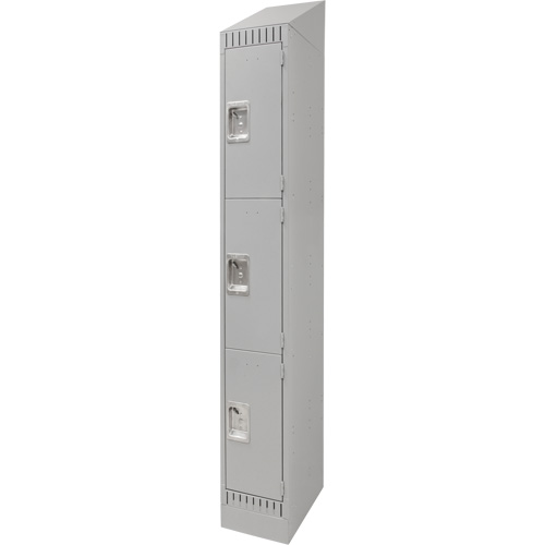 Lockers, 3 -tier, 12" x 18" x 86", Steel, Grey, Knocked Down NTL Industrial