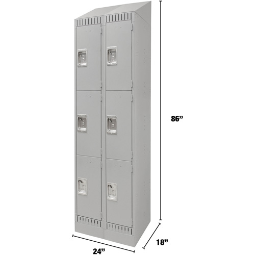 Casiers, 3 niveaux, Bloc de 2, 24" x 18" x 86", Acier, Gris, D&eacute;mont&eacute; NTL Industrial