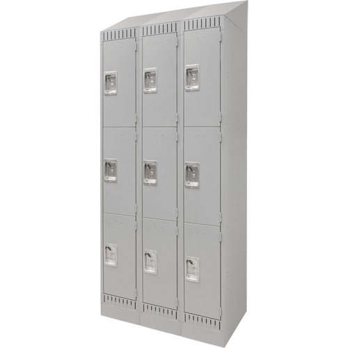 Casiers, 3 niveaux, Bloc de 3, 36" x 18" x 86", Acier, Gris, D&eacute;mont&eacute; NTL Industrial