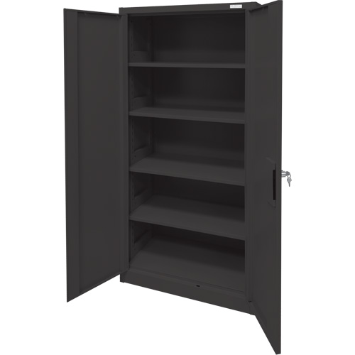 Storage Cabinet, Steel, 4 Shelves, 78" H x 36" W x 24" D, Black NTL Industrial