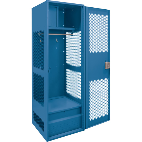 Gear Locker with Door, Steel, 24" W x 18" D x 72" H, Dark Blue NTL Industrial