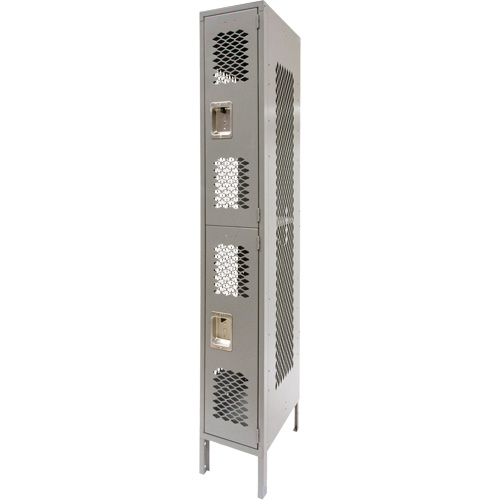Casiers ventil&eacute;s, 2 niveaux, 12" x 18" x 78", Acier, Gris, D&eacute;mont&eacute;, Perfor&eacute; NTL Industrial