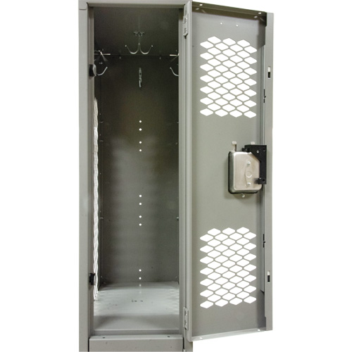 Vented Lockers, 2 -tier, Bank of 2, 24" x 18" x 78", Steel, Grey, Knocked Down, Perforated NTL Industrial