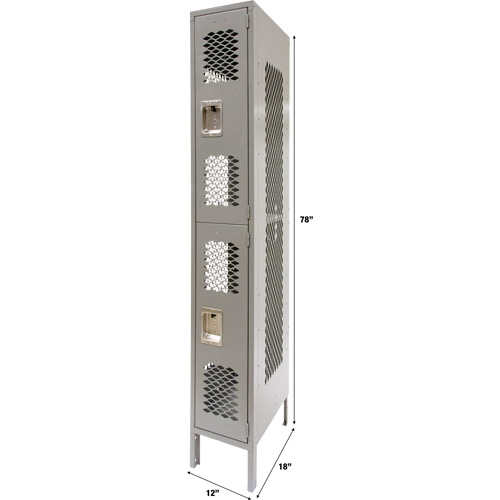 Casiers ventil&eacute;s, 2 niveaux, 12" x 18" x 78", Acier, Gris, D&eacute;mont&eacute;, Perfor&eacute; NTL Industrial