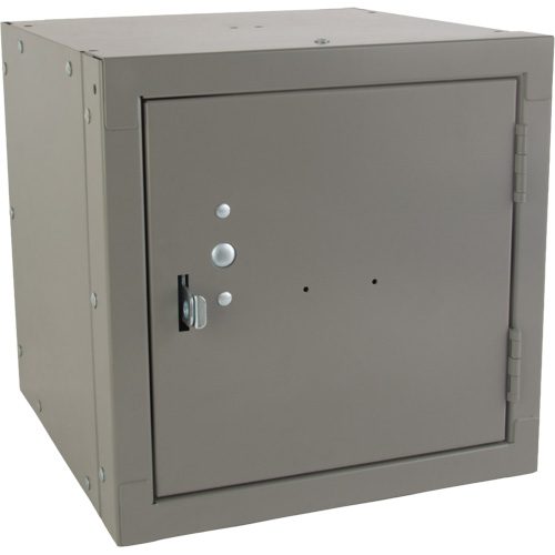 Stackable Cube Locker, 12" x 12" x 12", Steel, Grey, Knocked Down NTL Industrial