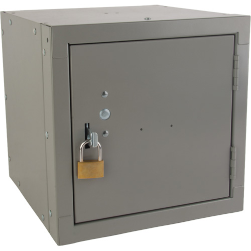 Stackable Cube Locker, 12" x 12" x 12", Steel, Grey, Knocked Down NTL Industrial