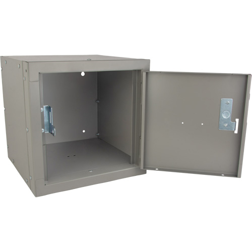 Stackable Cube Locker, 12" x 12" x 12", Steel, Grey, Knocked Down NTL Industrial
