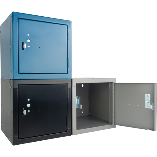 Stackable Cube Locker, 12" x 12" x 12", Steel, Grey, Knocked Down NTL Industrial