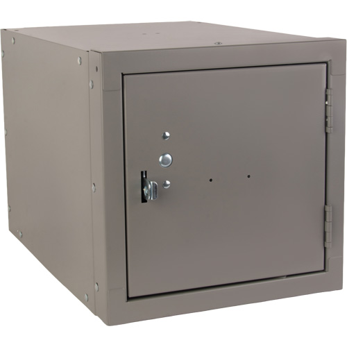 Stackable Cube Locker, 12" x 18" x 12", Steel, Grey, Knocked Down NTL Industrial