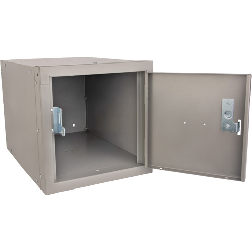 Stackable Cube Locker, 12" x 18" x 12", Steel, Grey, Knocked Down NTL Industrial