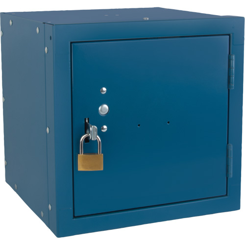Stackable Cube Locker, 12" x 12" x 12", Steel, Blue, Knocked Down NTL Industrial