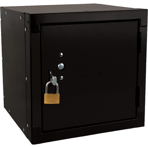 Stackable Cube Locker, 12" x 12" x 12", Steel, Black, Knocked Down NTL Industrial