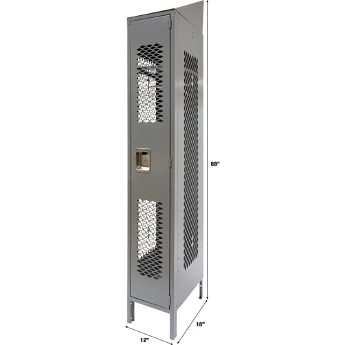 Vented Lockers, 12" x 18" x 88", Steel, Grey, Knocked Down, Perforated NTL Industrial
