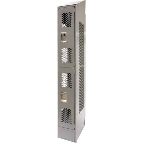 Vented Lockers, 2 -tier, 12" x 18" x 88", Steel, Grey, Knocked Down, Perforated NTL Industrial