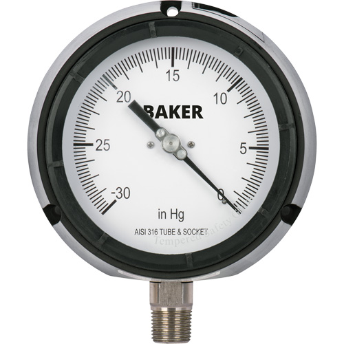 Manom&egrave;tre,  4-1/2", 30" 0 Hg Vac, Fixation inf&eacute;rieure, Analogique rempli de liquide NTL Industrial