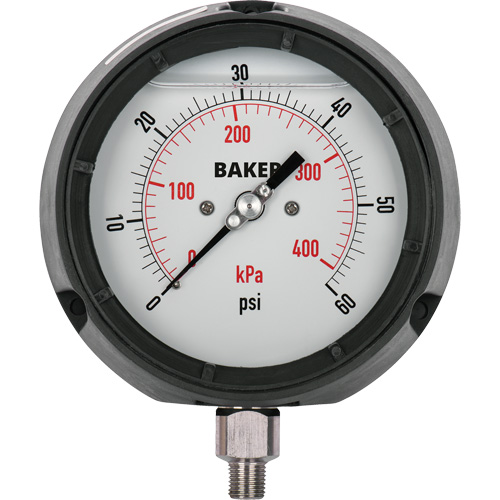 Pressure Gauge, 4-1/2" , 30" 0 Hg Vac., Bottom Mount, Liquid Filled Analogue NTL Industrial