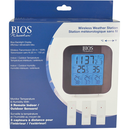 Station m&eacute;t&eacute;orologique sans fil avec 3 capteurs, Sans contact, Num&eacute;rique, 40-158°F (-40-70°C) NTL Industrial