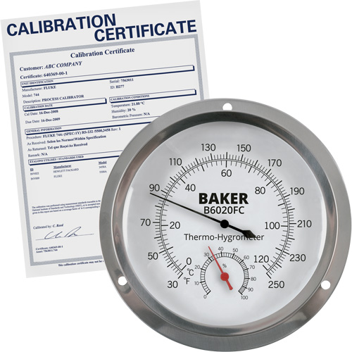 Dial Thermo-Hygrometer with ISO Certificate, 0% - 100% RH, 30 - 250°F (0 - 120°C) NTL Industrial