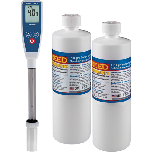 Long Stem pH Meter & 4pH/7pH Buffer Solution Kit NTL Industrial