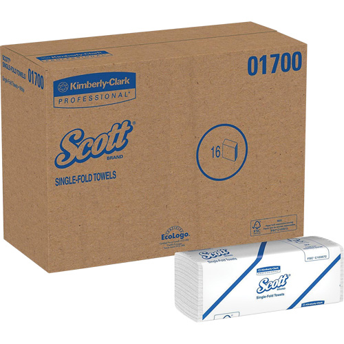 Scott&reg; Single Fold Towels, 1 Ply, 10-1/2" L x 9-3/10" W, 250 /Pack NTL Industrial