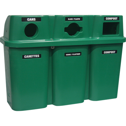 Recycling Containers Bullseye, Curbside, Plastic, 3 x 22 US Gal. NTL Industrial
