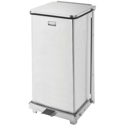 Corbeille &agrave; p&eacute;dale carr&eacute;e avec doublure Defenders, Acier inoxydable, Capacit&eacute; 6,5 gal. US NTL Industrial