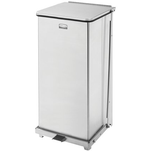 Corbeille &agrave; p&eacute;dale carr&eacute;e avec doublure Defenders, Acier inoxydable, Capacit&eacute; 13 gal. US NTL Industrial