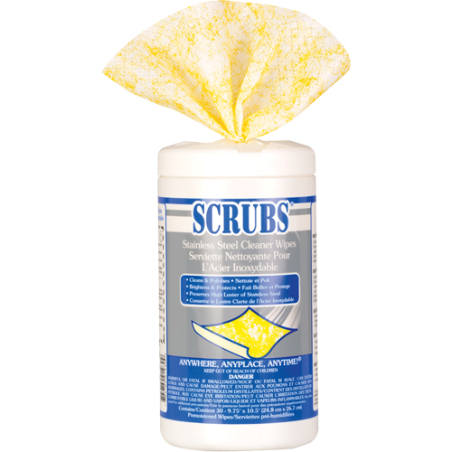 Lingettes nettoyantes pour l'acier inoxydable, 30 lingettes, 10-1/2" x 9-3/4" NTL Industrial