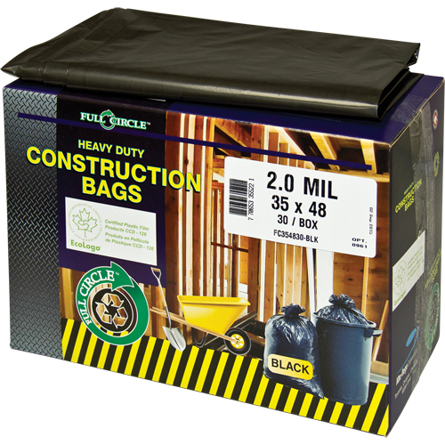 Contractor Liners, Strong, 30" W x 48" L, 2 mils, Black, 121.13 L (32 Gal.) Capacity NTL Industrial