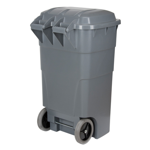 Roll Out Garbage Bin, Polyethylene, 65 US gal. NTL Industrial