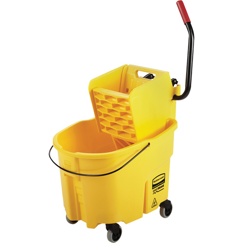 Ensemble de seau pour vadrouille et essoreuse WaveBrake, Pression lat&eacute;rale, 8,75 gal. US (35 pintes), Jaune NTL Industrial