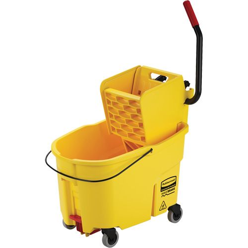 Ensemble de seau pour vadrouille et essoreuse WaveBrake, Pression lat&eacute;rale, 11 gal. US (44 pintes), Jaune NTL Industrial