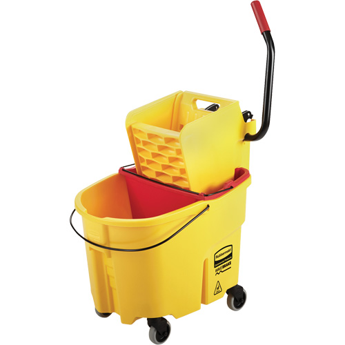 Ensemble de seau pour vadrouille et essoreuse WaveBrake, Pression lat&eacute;rale, 8,75 gal. US (35 pintes), Jaune NTL Industrial