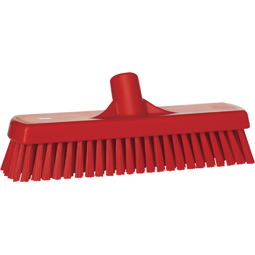 Deck & Wall Scrub Brush, Stiff Bristles, 12", Polyester, Red NTL Industrial